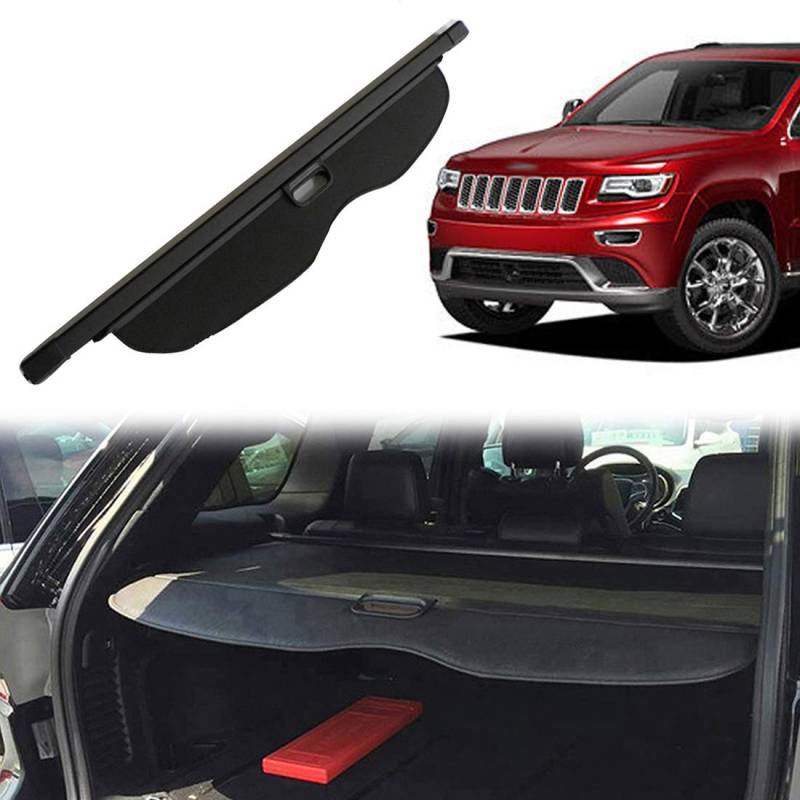 OREALTOOL Laderaumabdeckung Kofferraum Schutz Abdeckung Hundedecke Auto Cargo Cover für Grand Cherokee 2011-2018 Schwarz Ausziehbar Kofferraumabdeckung Rollo von OREALTOOL