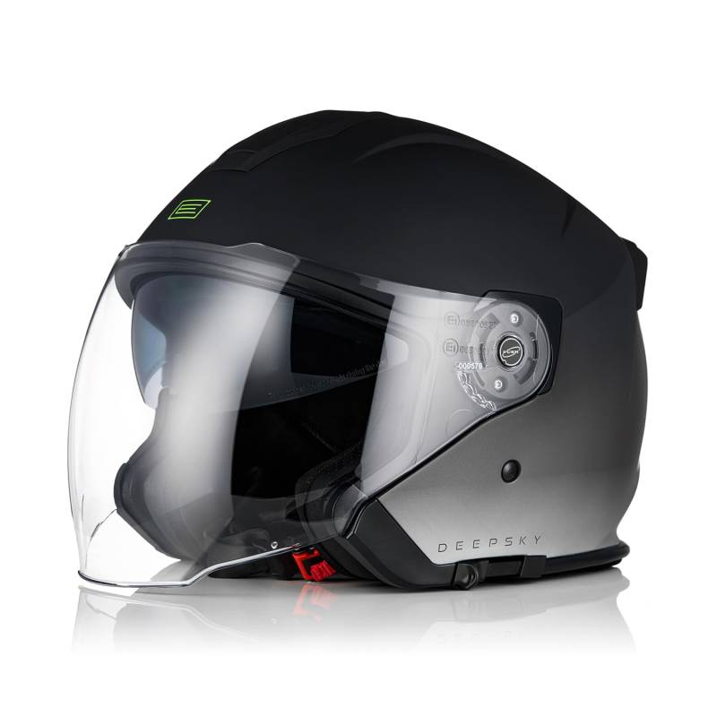 ORIGINE 3/4 offener Motorrad-Jethelm mit Doppelvisier, geeignet für Roller, ECE-geprüft (DEEPSKY MATT Titanium Black,M) von ORIGINE