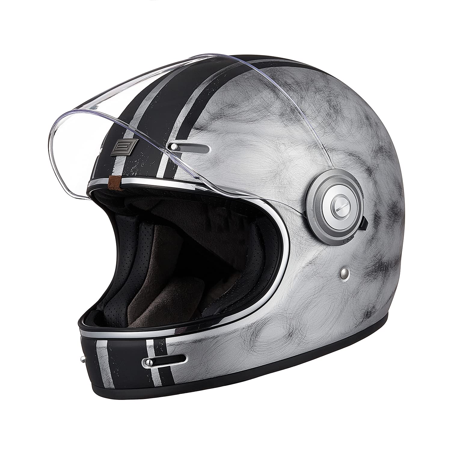 ORIGINE Full Face Integral Motorradhelm Vintage Retro Style Fiberglas Crash Helm ECE(CUSTOM SILVER,L) von ORIGINE