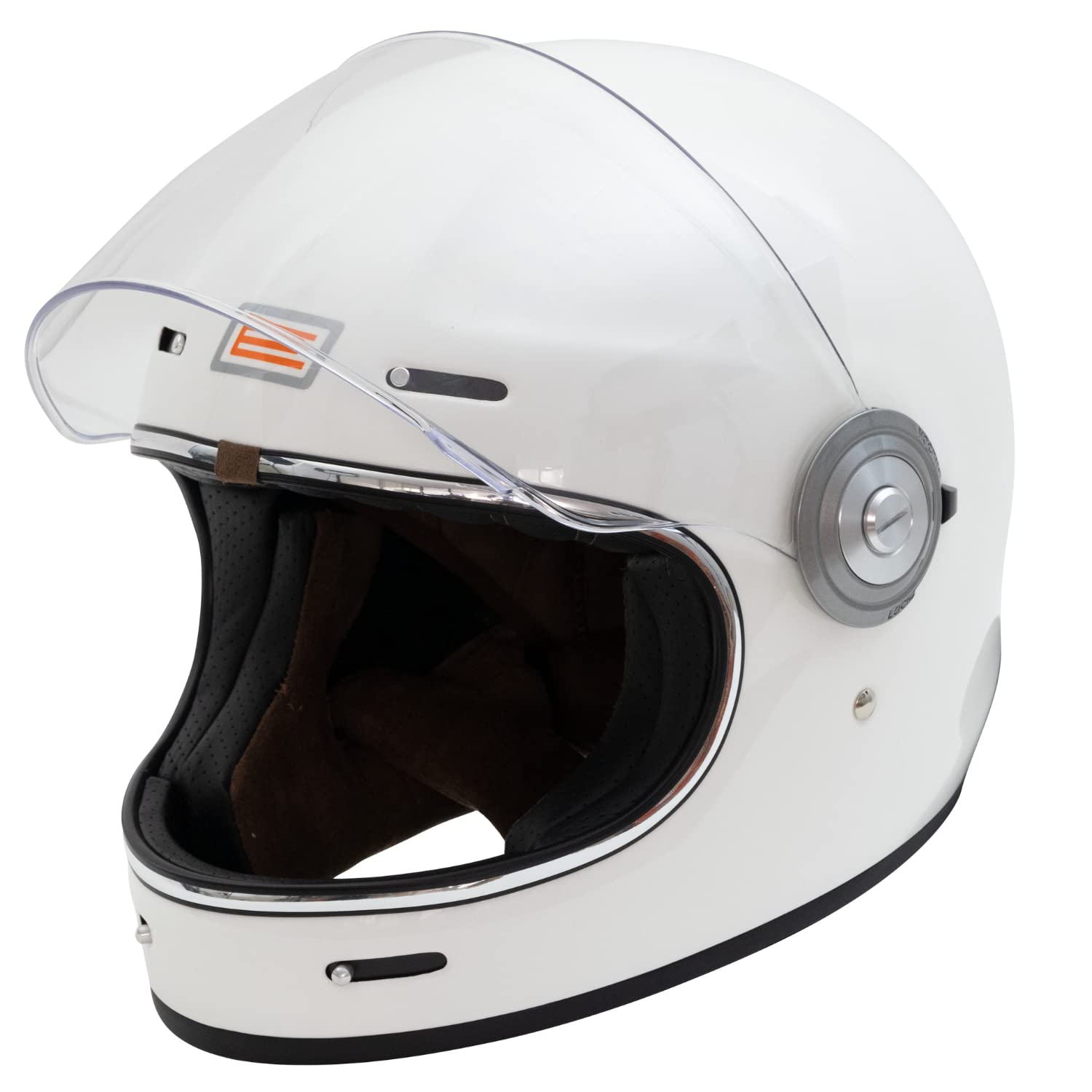 ORIGINE Full Face Integral Motorradhelm Vintage Retro Style Fiberglas Crash Helm ECE(SOLID Gloss White,L) von ORIGINE