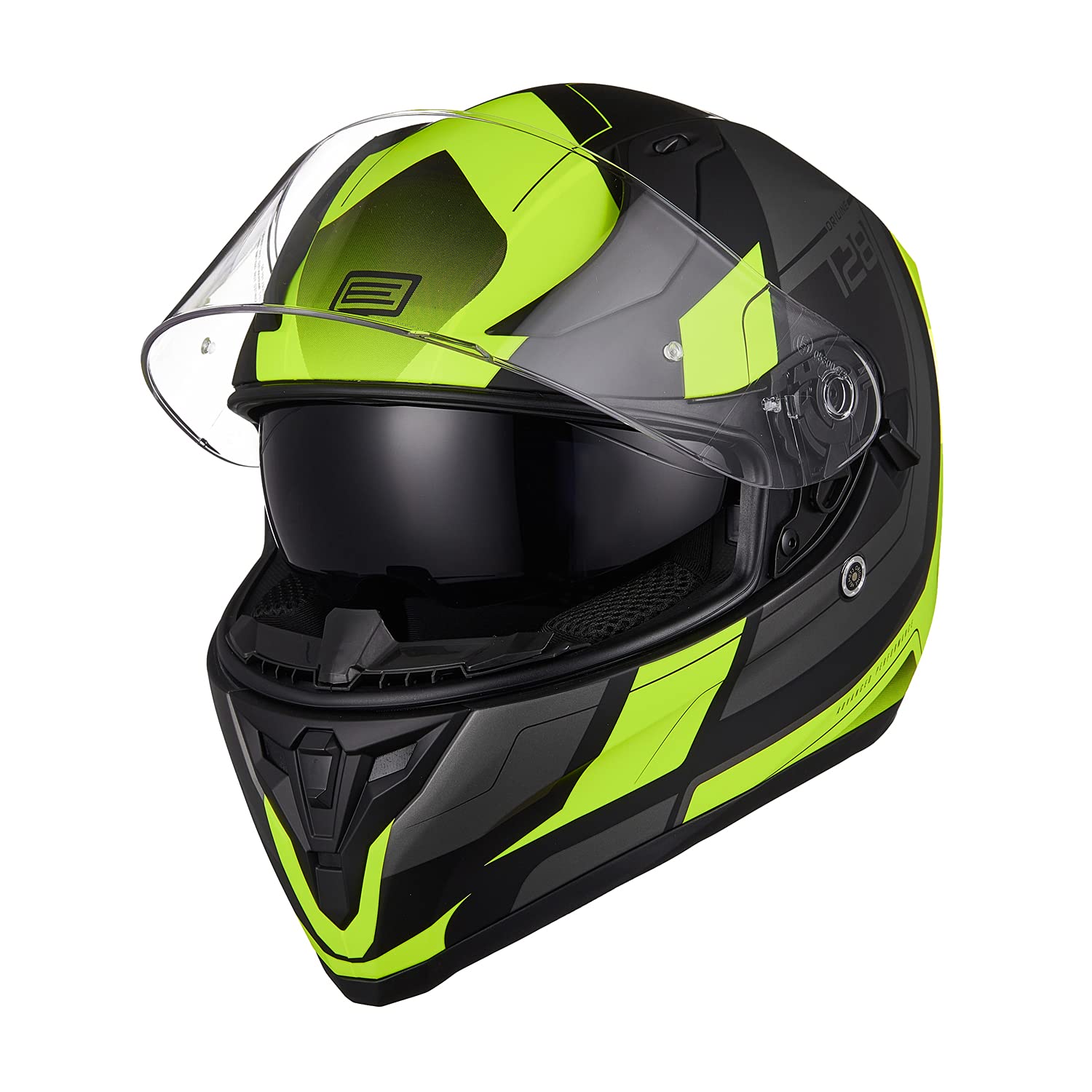 ORIGINE Integral-Helm Full-Face Motorrad-Helm ECE 22.05 mit Visier (Advanced Fluo Yellow-blk MATT, L) von ORIGINE