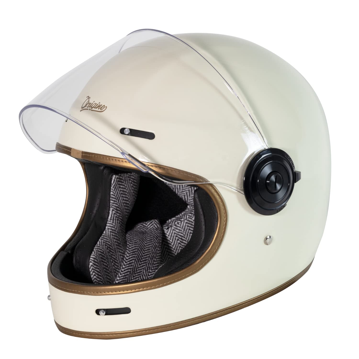 ORIGINE Integral-Motorradhelm im Cafe-Racer-Stil aus Glasfaser ECE-geprüft mit Visier von ORIGINE