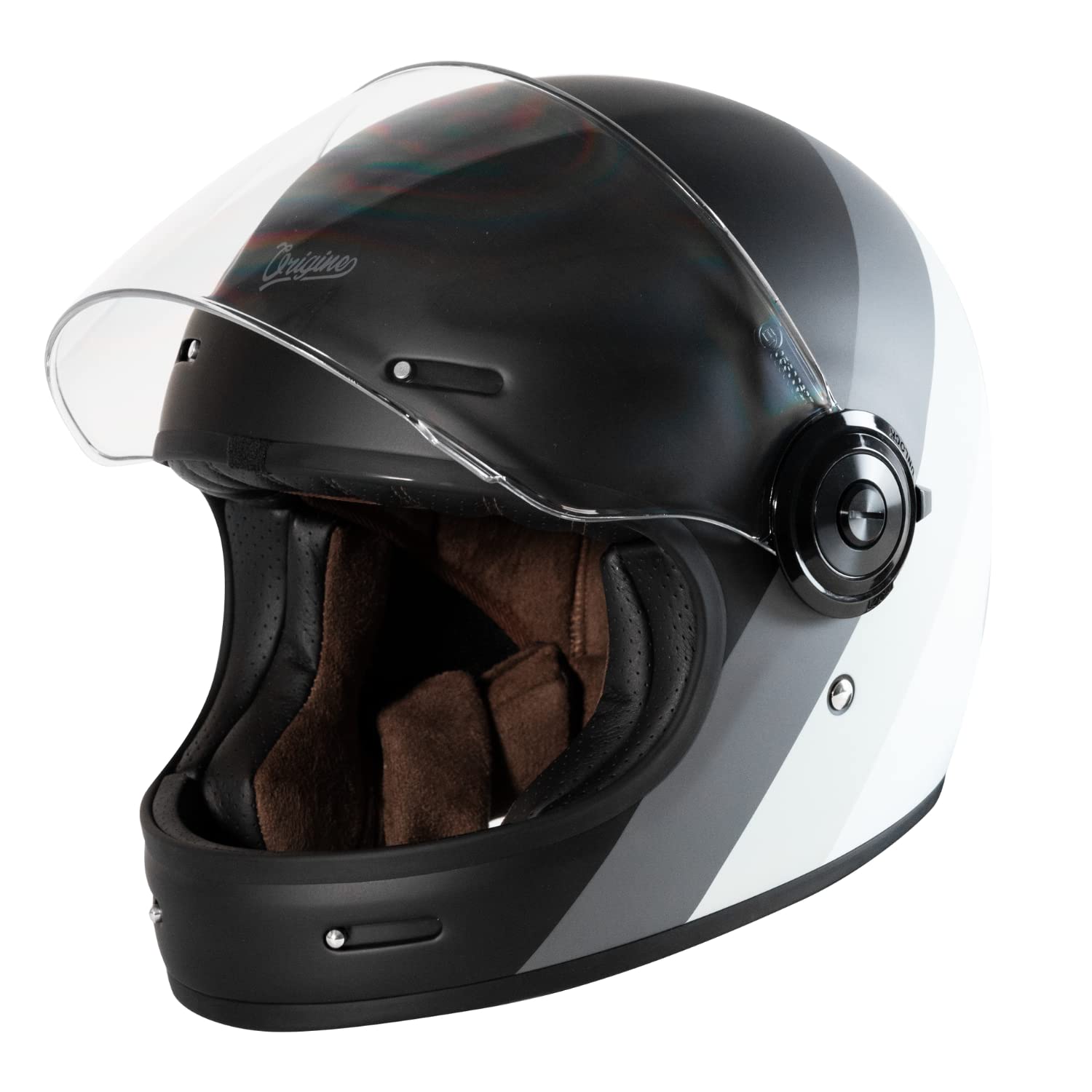 ORIGINE Integral-Motorradhelm im Cafe-Racer-Stil aus Glasfaser ECE-geprüft mit Visier von ORIGINE