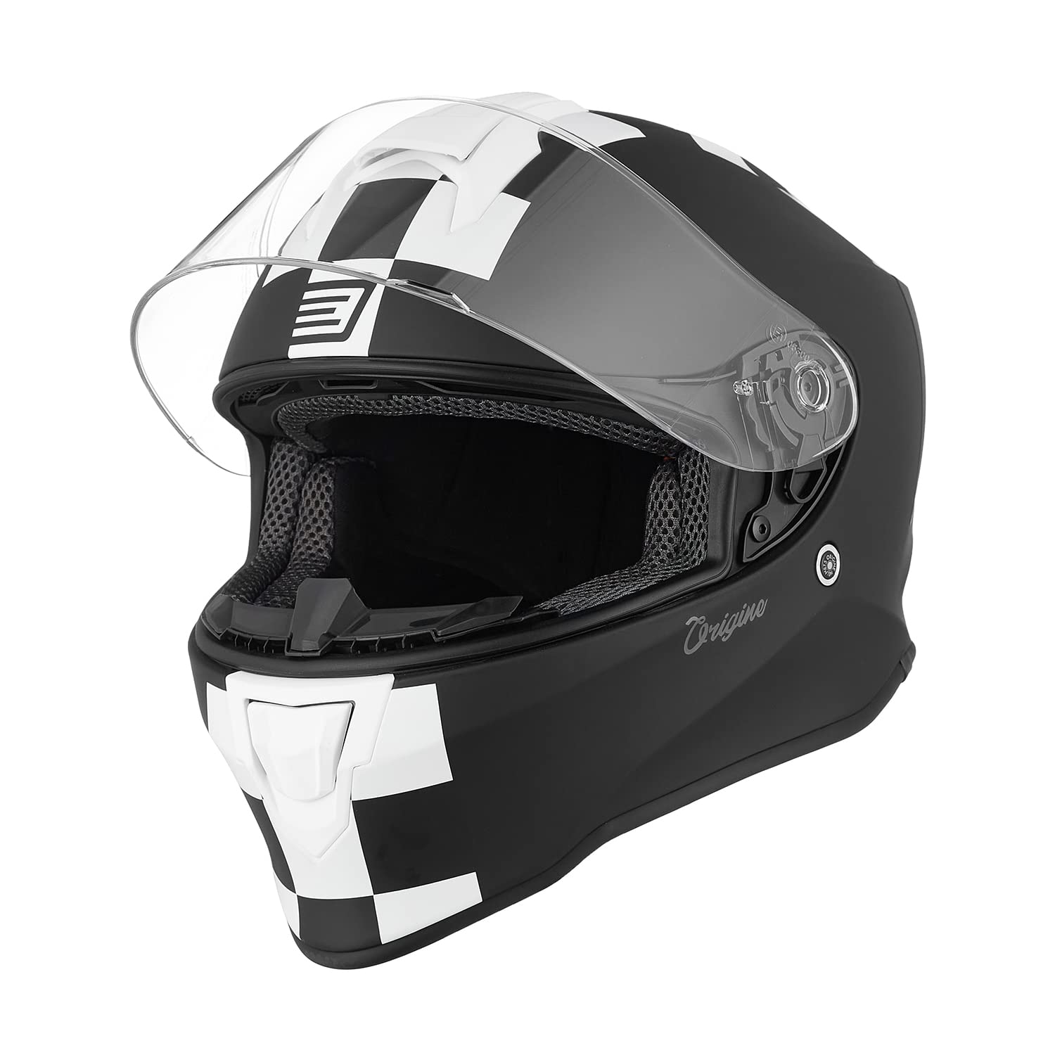 ORIGINE Integralhelm Motorradhelm mit Belüftung ECE Zertifizierung (Contest MATT White Black,S) von ORIGINE