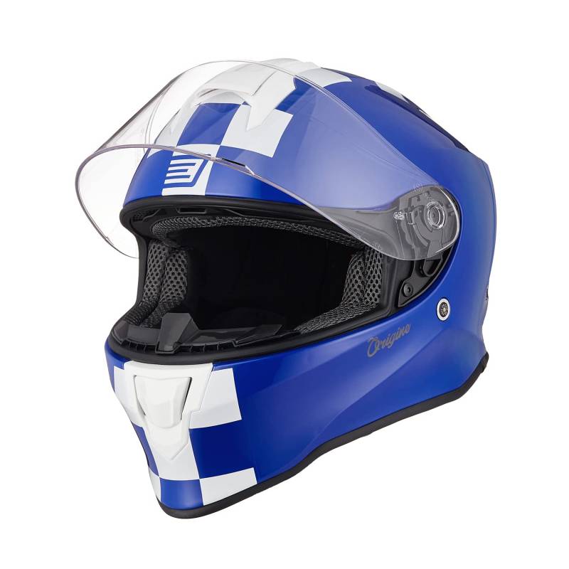 ORIGINE Integralhelm Motorradhelm mit Belüftung ECE Zertifizierung (Contest MATT White Blue,L) von ORIGINE