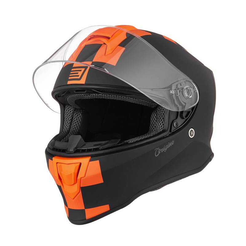 ORIGINE Integralhelm Motorradhelm mit Belüftung ECE Zertifizierung (Contest MATT ORANGE Black,L) von ORIGINE