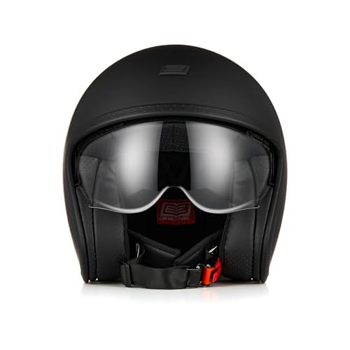 ORIGINE Jet-Motorradhelm mit Schutzbrille, ECE 22-06-Zulassung (SOLID MATT Black, L) von ORIGINE