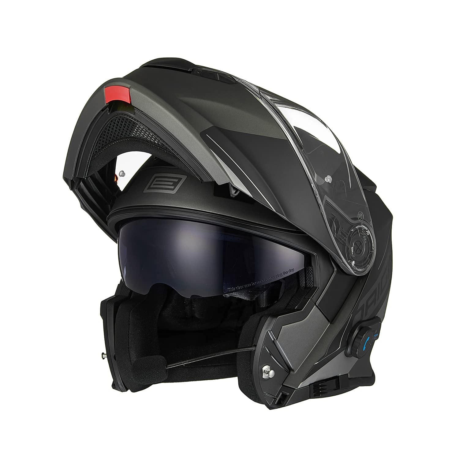 ORIGINE Motorradhelm Bluetooth Klapphelm Integralhelm ECE Mit Doppelvisier (Spike Black Titanium,XS) von ORIGINE