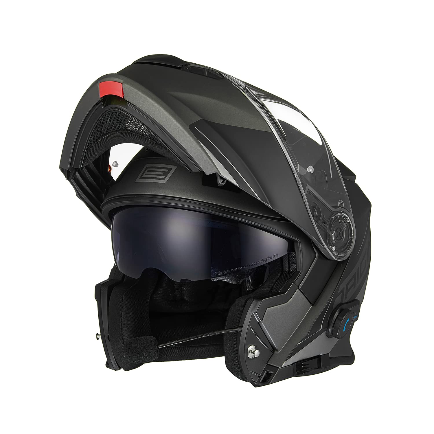 ORIGINE Motorradhelm Bluetooth Klapphelm Integralhelm ECE Mit Doppelvisier (Spike Black Titanium,M) von ORIGINE