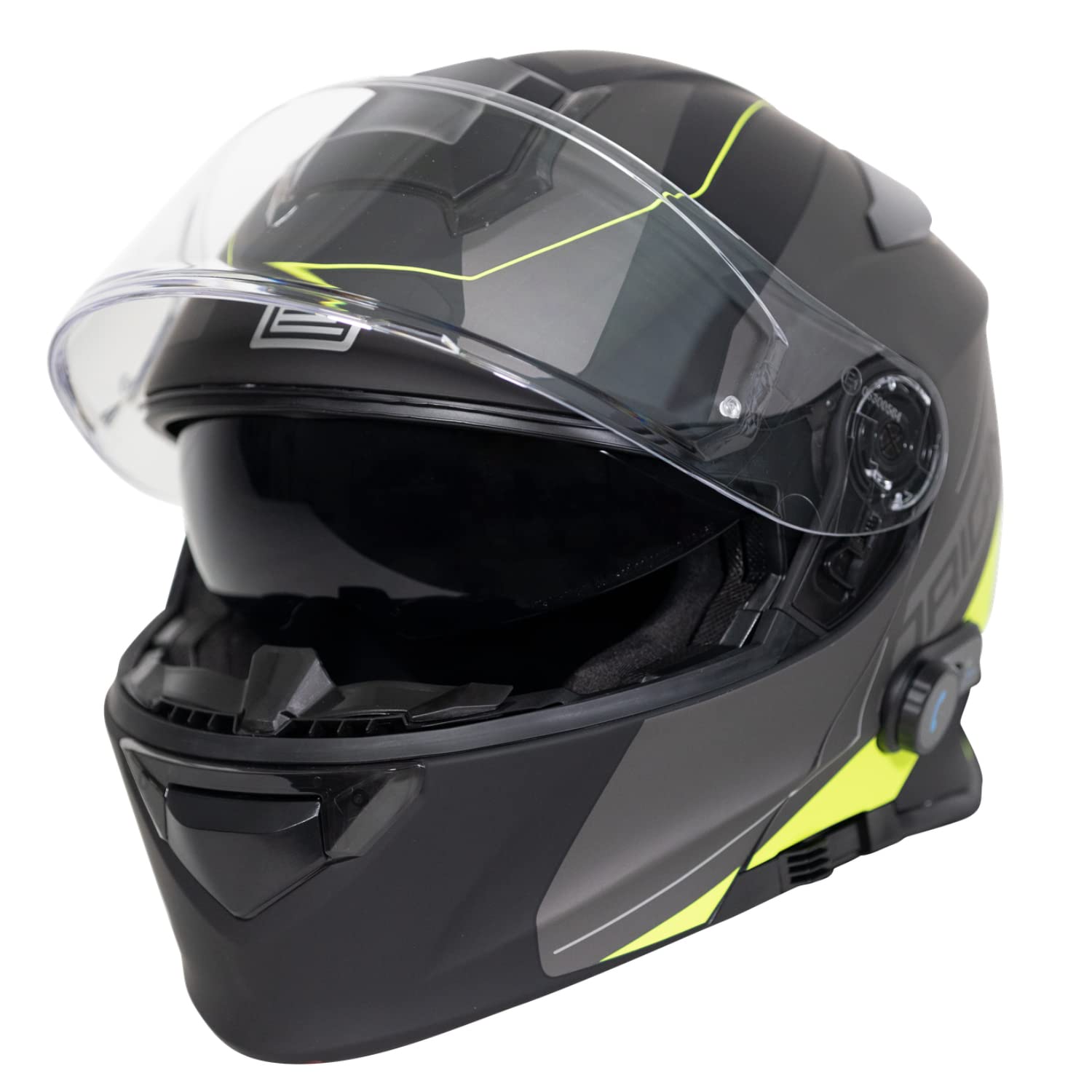 ORIGINE Motorradhelm Bluetooth Klapphelm Integralhelm ECE Mit Doppelvisier (Spike Fluo Yellow Black,L) von ORIGINE