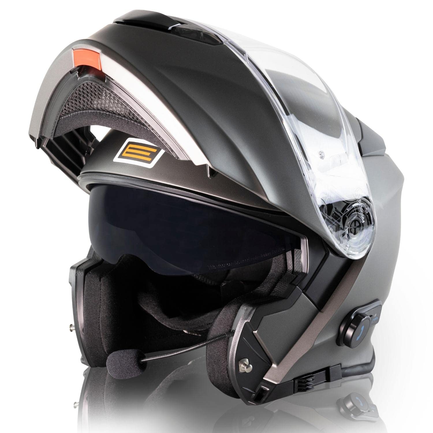 ORIGINE Motorradhelm Bluetooth Klapphelm Integralhelm ECE Mit Doppelvisier (Titanium,L) von ORIGINE