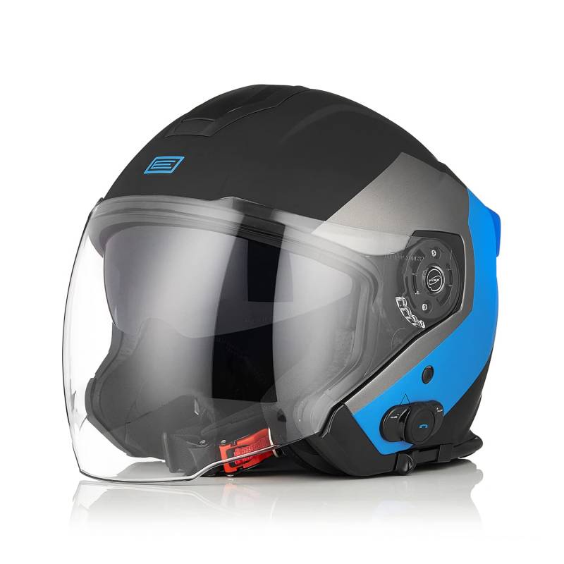 ORIGINE Motorradhelm Jethelm Roller Helm Bluetooth ECE Mit Doppel Visier von ORIGINE