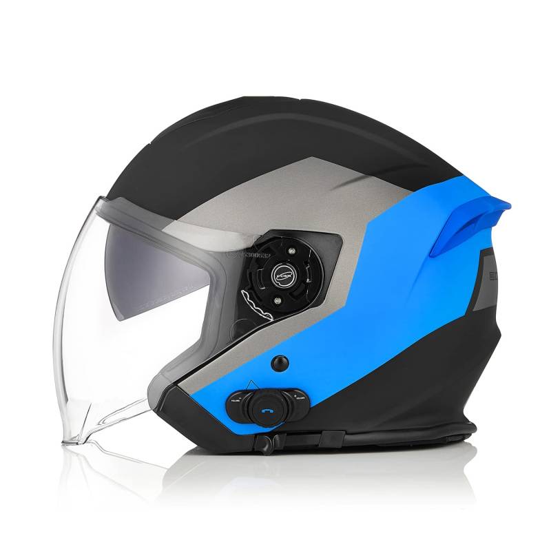 ORIGINE Motorradhelm Jethelm Roller Helm Bluetooth ECE Mit Doppel Visier von ORIGINE