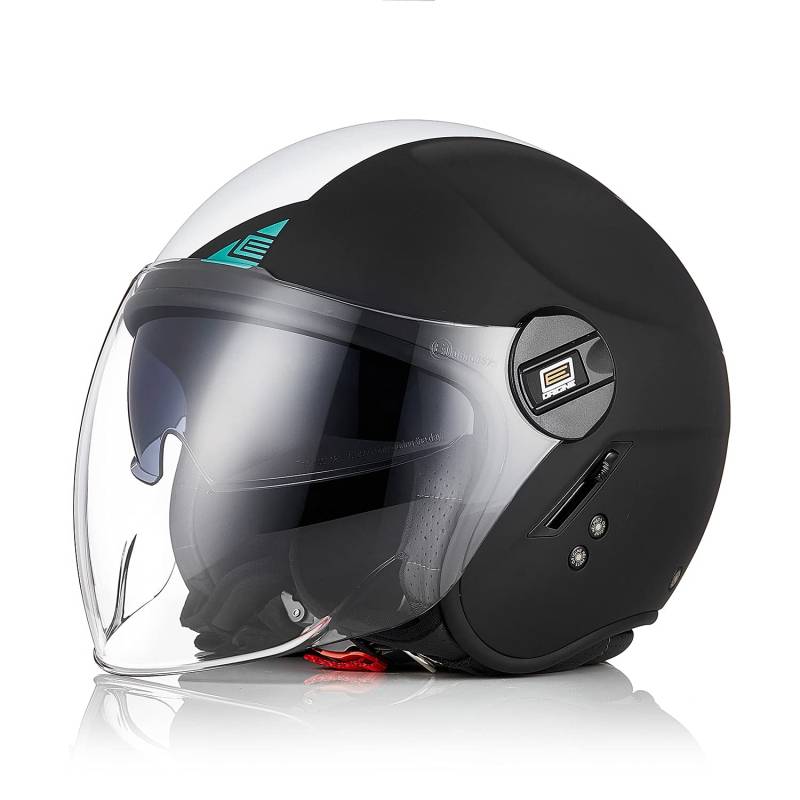 ORIGINE Motorradhelm Jethelm Roller Helm Scooter Helm Chopper Helm Moped Mofa Helm mit Doppelvisier ECE Zertifizierung (NEXT WHITE-BLUE-BLACK,M) von ORIGINE