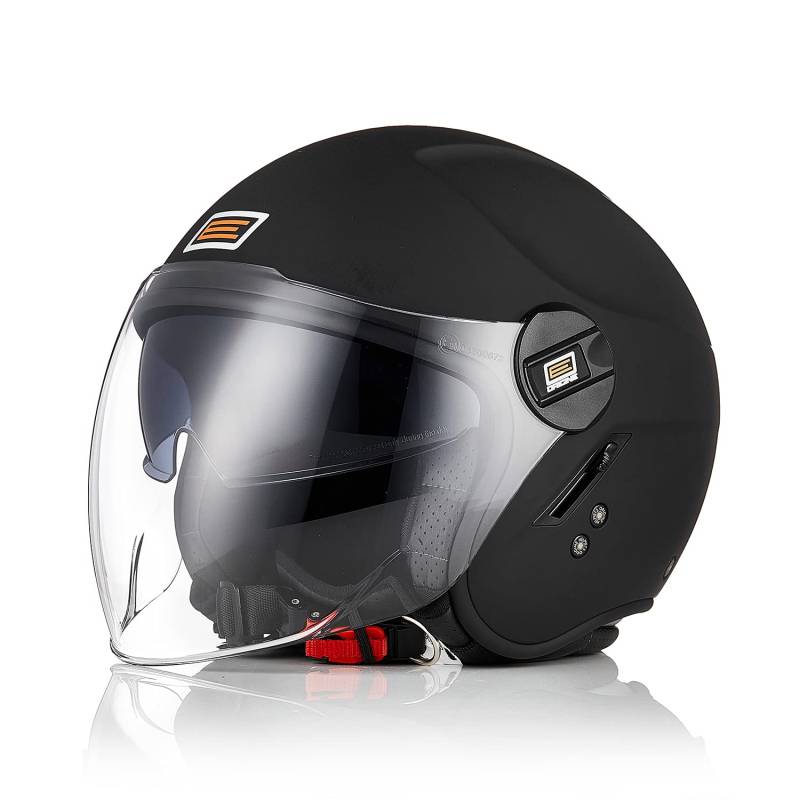 ORIGINE Motorradhelm Jethelm Roller Helm Scooter Helm Chopper Helm Moped Mofa Helm mit Doppelvisier ECE Zertifizierung (SOLID MATT Black,L) von ORIGINE