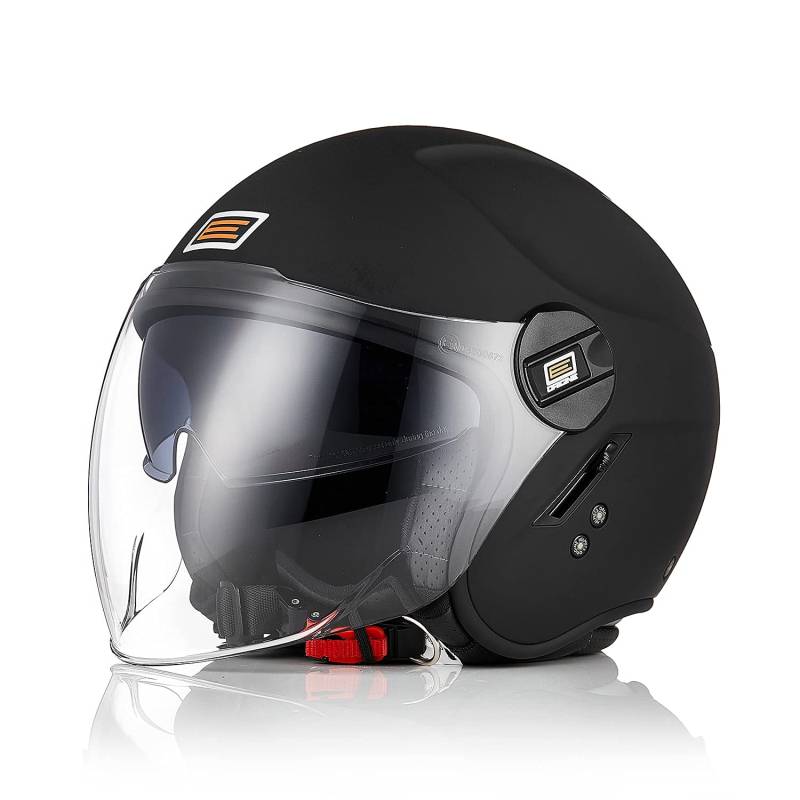 ORIGINE Motorradhelm Jethelm Roller Helm Scooter Helm Chopper Helm Moped Mofa Helm mit Doppelvisier ECE Zertifizierung (SOLID MATT Black,M) von ORIGINE