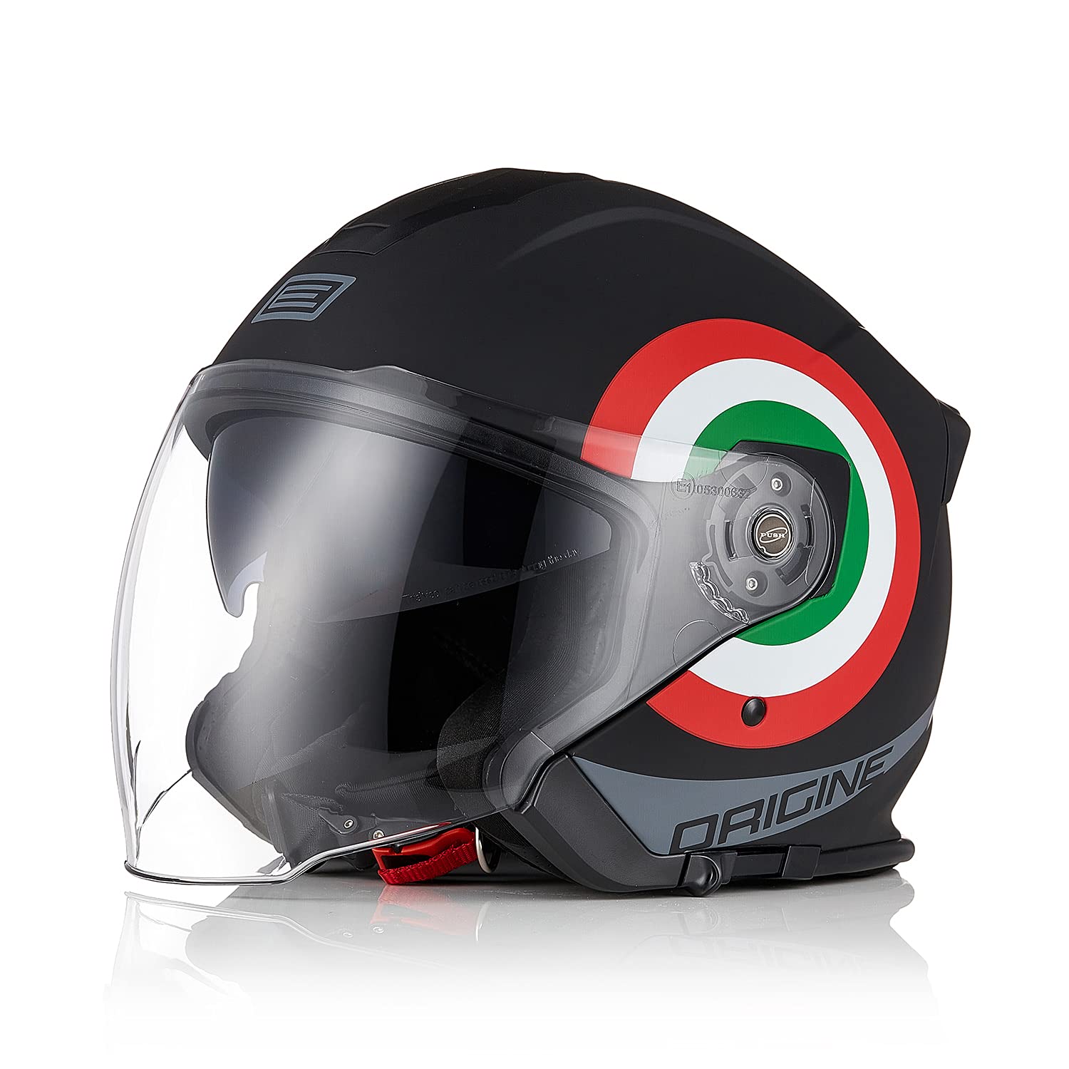 ORIGINE Motorradhelm Jethelm Roller Helm Scooter Helm Moped Mofa Helm mit Doppelvisier ECE Zertifizierung (Italy 2.0 Matt Black,S) von ORIGINE