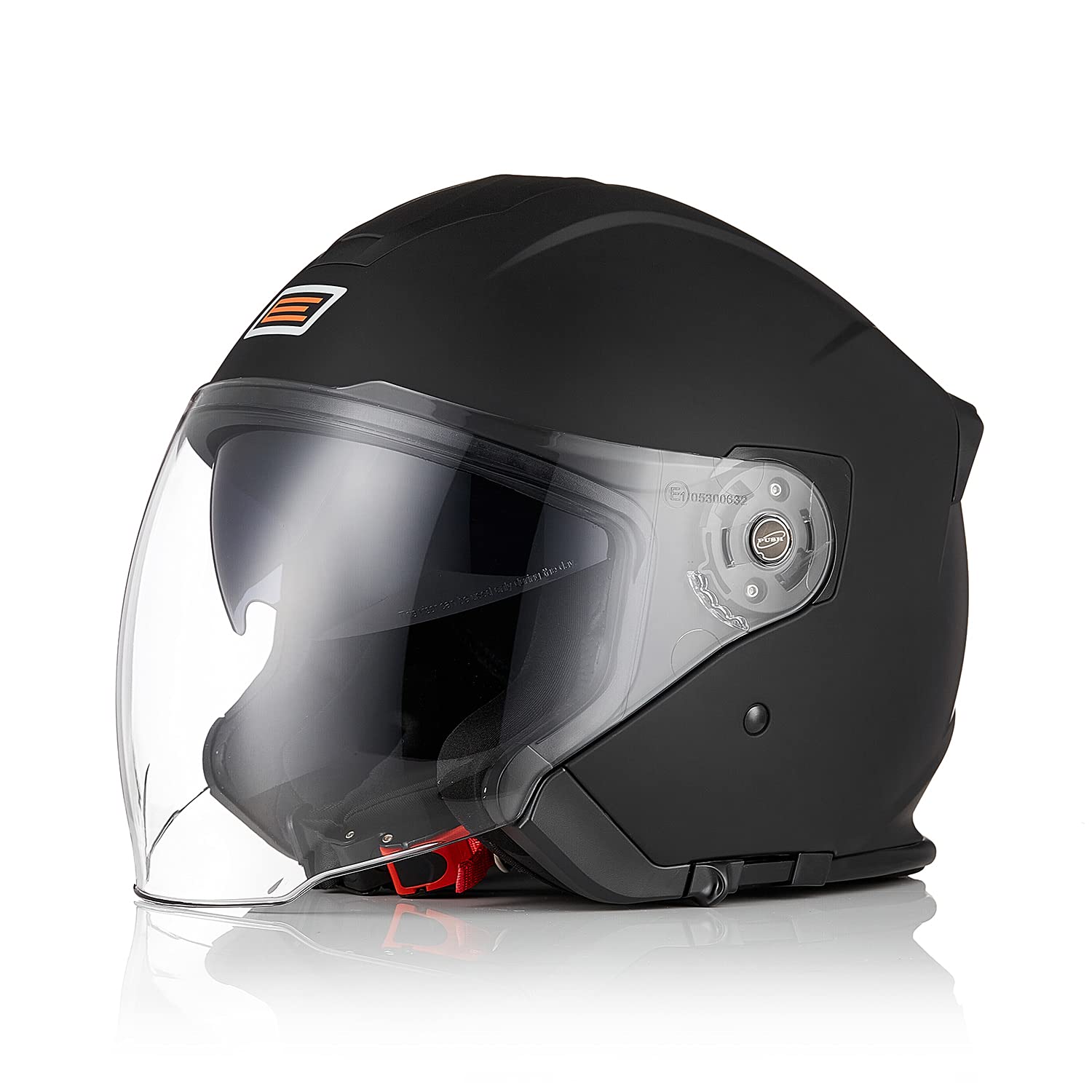 ORIGINE Motorradhelm Jethelm Roller Helm Scooter Helm Moped Mofa Helm mit Doppelvisier ECE Zertifizierung (SOLID MATT Black,M) von ORIGINE