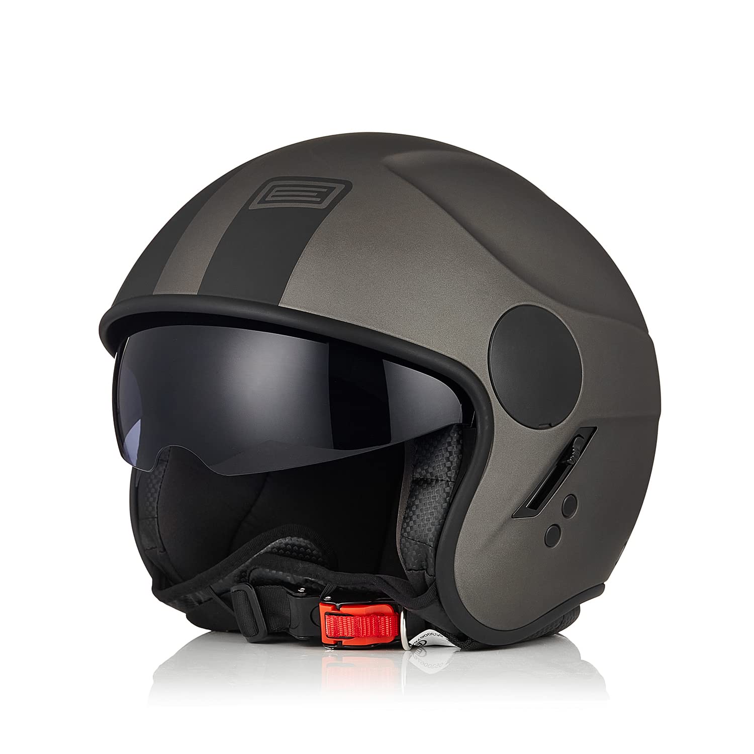 ORIGINE Motorradhelm Jethelm Rollerhelm mit Visier ECE Zertifizierung (Basic Black Titanium,XL) von ORIGINE