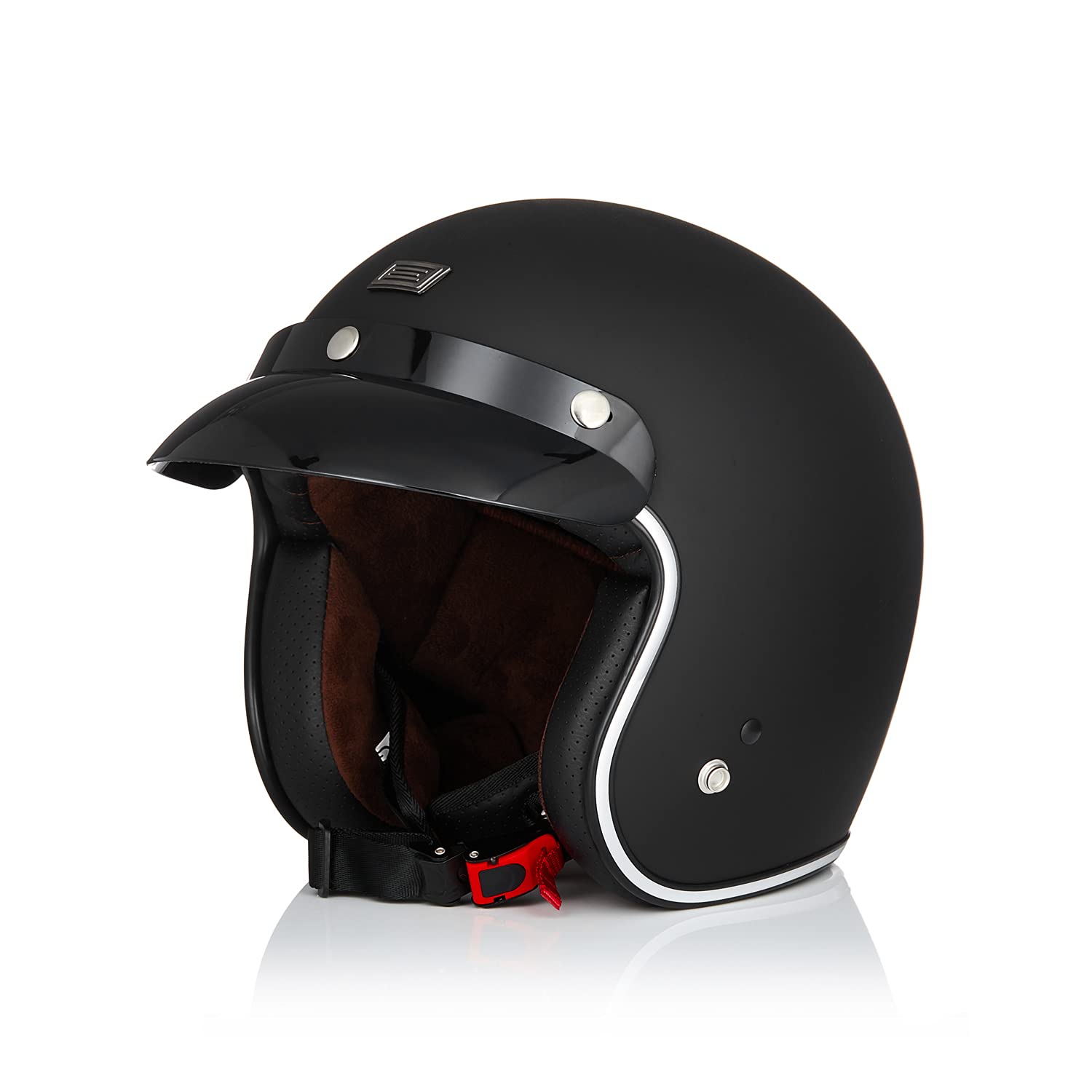 ORIGINE Motorradhelm Jethelm Vintage Rollerhelm Retro ECE-Zertifizierung (SOLID MATT BLACK,L) von ORIGINE