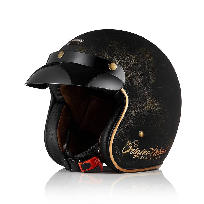 ORIGINE Motorradhelm Jethelm Vintage Rollerhelm Retro ECE-Zertifizierung (Scacco Bronze Matt,M) von ORIGINE