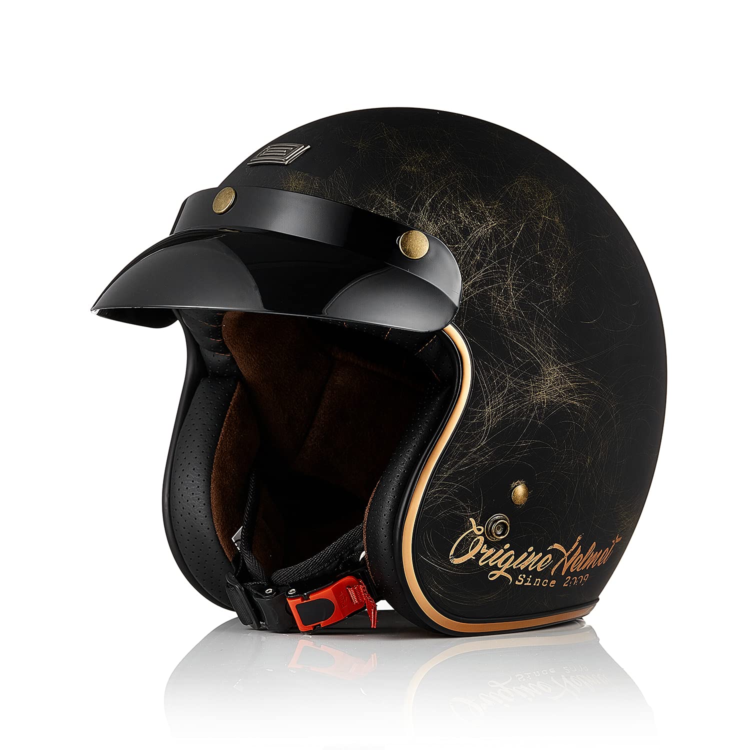 ORIGINE Motorradhelm Jethelm Vintage Rollerhelm Retro ECE-Zertifizierung (Scacco Bronze Matt,XL) von ORIGINE