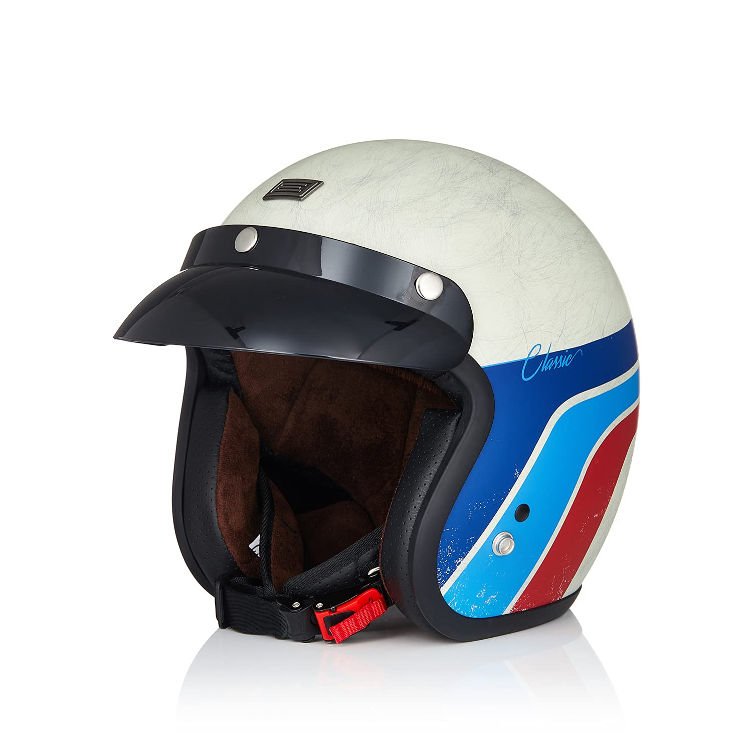 ORIGINE Öffnen 3/4 Motorradhelm Retro-Stil Jethelm Vintage ECE 22-05 Zertifizierung mit Sonnenblende von ORIGINE