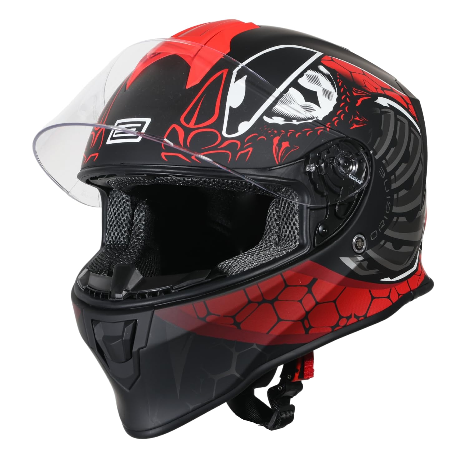 ORIGINE On Road Integral-Motorradhelm mit ECE-Belüftung(Fighter MATT Fluo RED Black, M) von ORIGINE