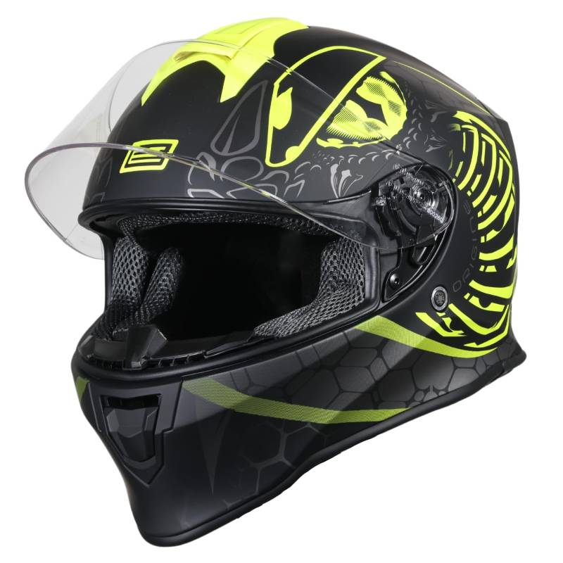 ORIGINE On Road Integral-Motorradhelm mit ECE-Belüftung (Fighter MATT Fluo Jaune-Noir,XL) von ORIGINE