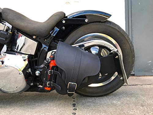 ORLETANOS Hades Black Schwingentasche kompatibel mit Harley Davidson Softail Schwinge schwarz Getränkehalter Tasche Motorrad Softail Heritage Bikertasche Echtleder Slim Starrahmen Rahmen von ORLETANOS