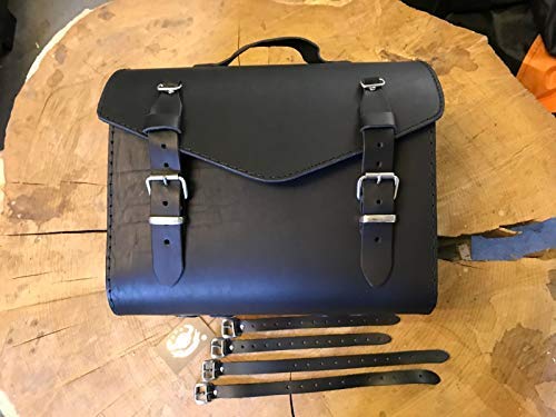 ORLETANOS Bruno Black Gepäckkoffer kompatibel mit Roller Sissybar Trike V-Rod Vespa HD Neu Loki Rolle Gepäckrolle Quad Gepäck Werkzeugtasche Satteltasche Lederkoffer Harley Davidson HD Tasche Leder von ORLETANOS