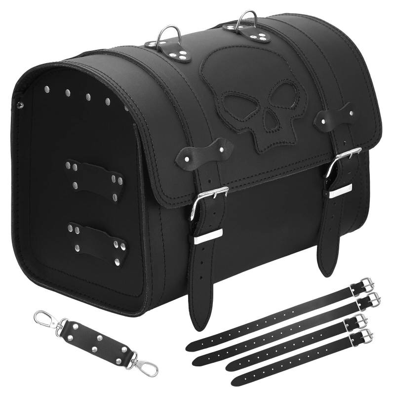 ORLETANOS Gepäckkoffer Loki Skull kompatibel mit Harley Davidson Heritage Deluxe Springer Loki Black Rolle Gepäckrolle Sissybar Gepäckträger schwarz HD von ORLETANOS