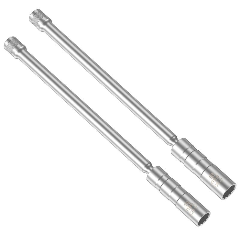 OROMYO 2tlg Zündkerzenschlüssel 14mm 16mm Zündkerzennuss Magnet 3/8 Zoll Antrieb Extra Lang 304mm Steckschlüssel-Verlängerungen Flexible für Autoreparatur (2PCS) von OROMYO