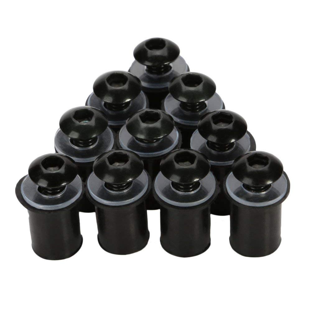 OSAN 10x M5 x 16mm Motorrad Windschutzscheiben Bolzen Schrauben Screw Kit CNC-Aluminum Schwarz von CICMOD