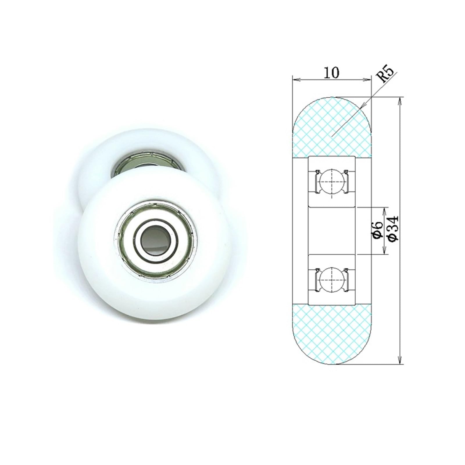 1pcs 6x34x10 mm Rower Rollers BSR62634-10 OD 34mm POM Coated Rowing Machine Seat Wheel 6 * 34 * 10 Bearing Pulleys OSBCMZGE(10x50x12mm) von OSBCMZGE