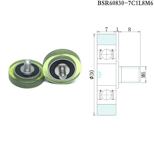 1pcs OD 30 mm Externally Threaded Polyurethane Forming Bearing with M6 Screw 30x7xM3 PU60830-7C1L8M6 PU Coated Roller Wheels OSBCMZGE(OD10 x W3 x M3) von OSBCMZGE