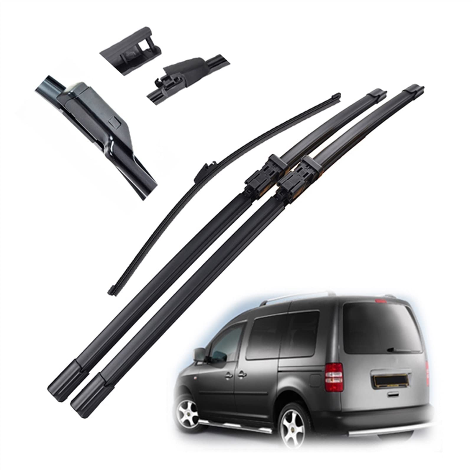 Autowischer 24 '' 18 '' 16 '' Scheibenwischerblätter Für VW Für Caddy 2008–2014 Vorne Hinten Scheibenwischer 2009 2010 2011 2012 2013 von OSCCAR