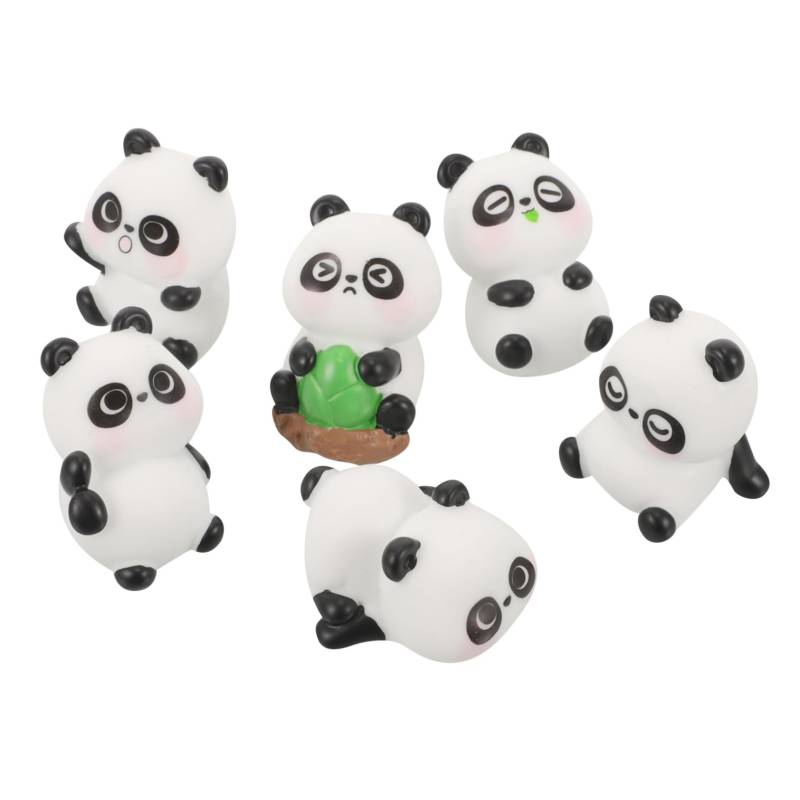 OSOLADY 6st Panda-auto-ornament Armaturenbrettdekorationen Für Autos Auto Zubehör Tierstatue Armaturenbrettverzierung Mini-panda-figuren Mini-panda-puppe Autodekorationen Harz Weiß von OSOLADY