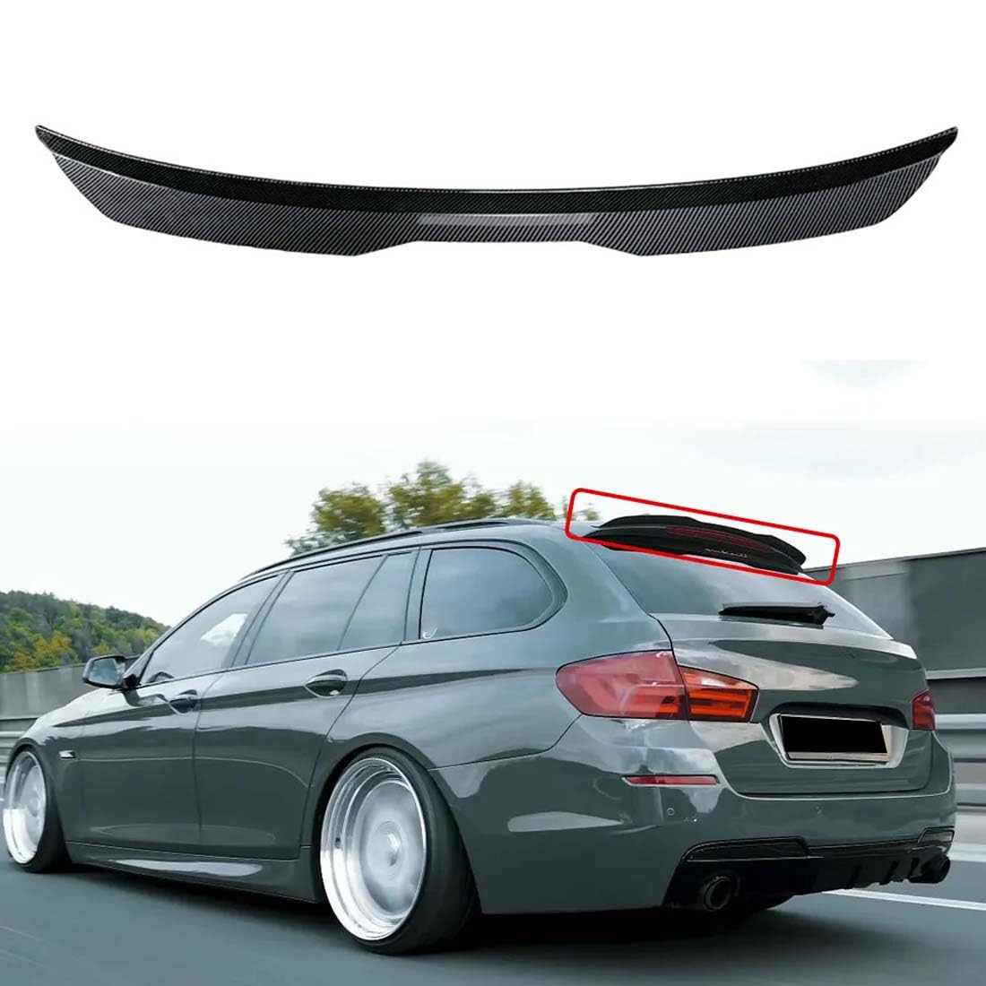 Auto-Heckspoiler für BMW 5 F11 535i Msport 2010-2017, ABS-Fließheck-Formteil, Heckflügel-Außenzubehör,Carbon Fiber Look von OSTREY