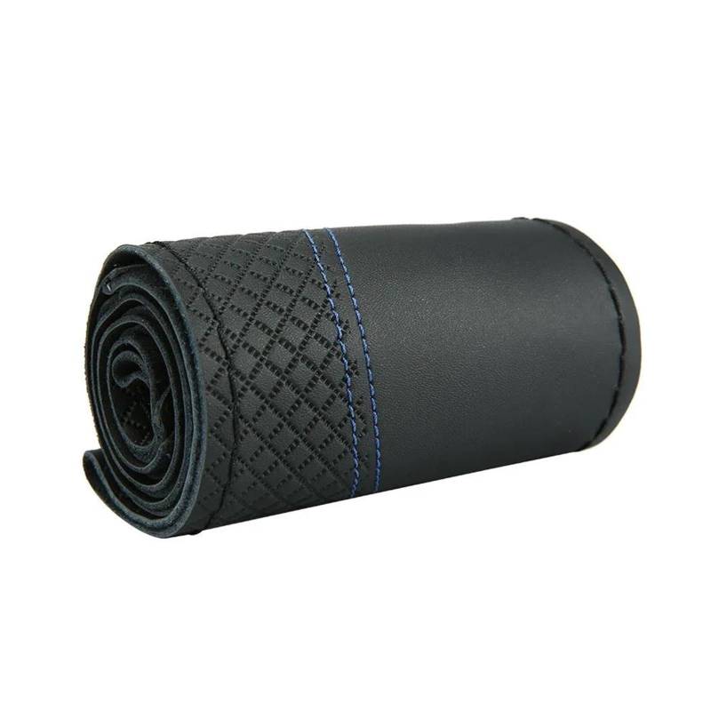 Auto Lenkrad Geflecht Abdeckungen DIY 38 cm Weiche Echtes Leder Auto Abdeckungen Mit Nadel Und Faden Auto Innen Zubehör(Blue Thread) von OTBEHUWJ