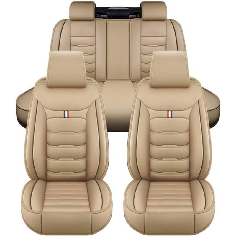 OTCPP Autositzbezüge Set für Dodge Caliber 2007-2012,Leder Auto Sitzbezüge Set Autositzbezüge Airbag Kompatibel,Sitzbezüge Auto Vordersitze Rückbank Schonbezüge,A Beige von OTCPP