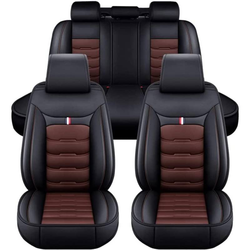 OTCPP Autositzbezüge Set für Dodge Caliber 2007-2012,Leder Auto Sitzbezüge Set Autositzbezüge Airbag Kompatibel,Sitzbezüge Auto Vordersitze Rückbank Schonbezüge,C Black+Coffee von OTCPP