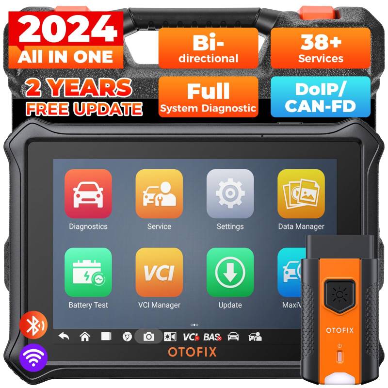 OTOFIX D1 Lite Obd2 Diagnosegerät, 2024 Alle Systemdiagnosen Auto Diagnose Scanner, KFZ-Codeleser mit Active Test, 38 Servicefunktionen, Ölrückstellung, EPB, SAS, BMS, 2 Jahre kostenloses Update von OTOFIX