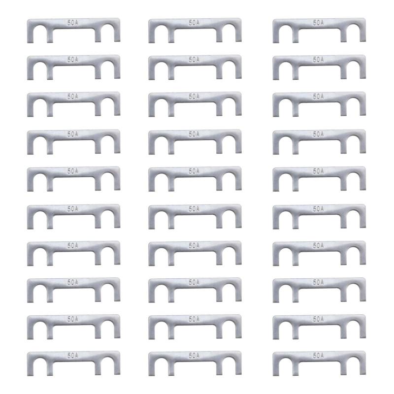 30PCS 50A Amp Car Flat Fuse Strip Link Diesel Glow Plug Relais Classic Accessories Replacement Parts for Car Truck Automotive Silver Tone Zink Alloy DC 32V von OTOTEC