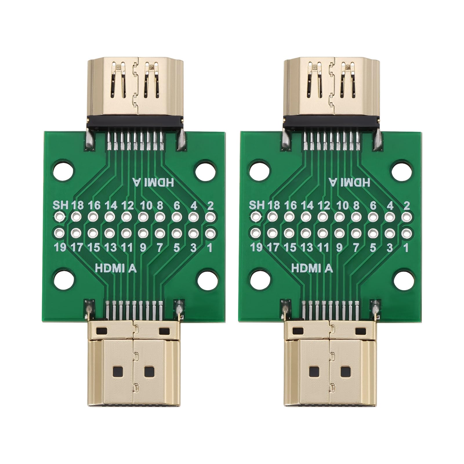 OTOTEC 2 Stück HDMI Typ A Stecker auf Buchse 19 Pins 2,54 Mm Doppelseitige Buchse Breakout Board Anschluss Test Reparatur Test Board Mini Anschluss mit Platine PCB von OTOTEC