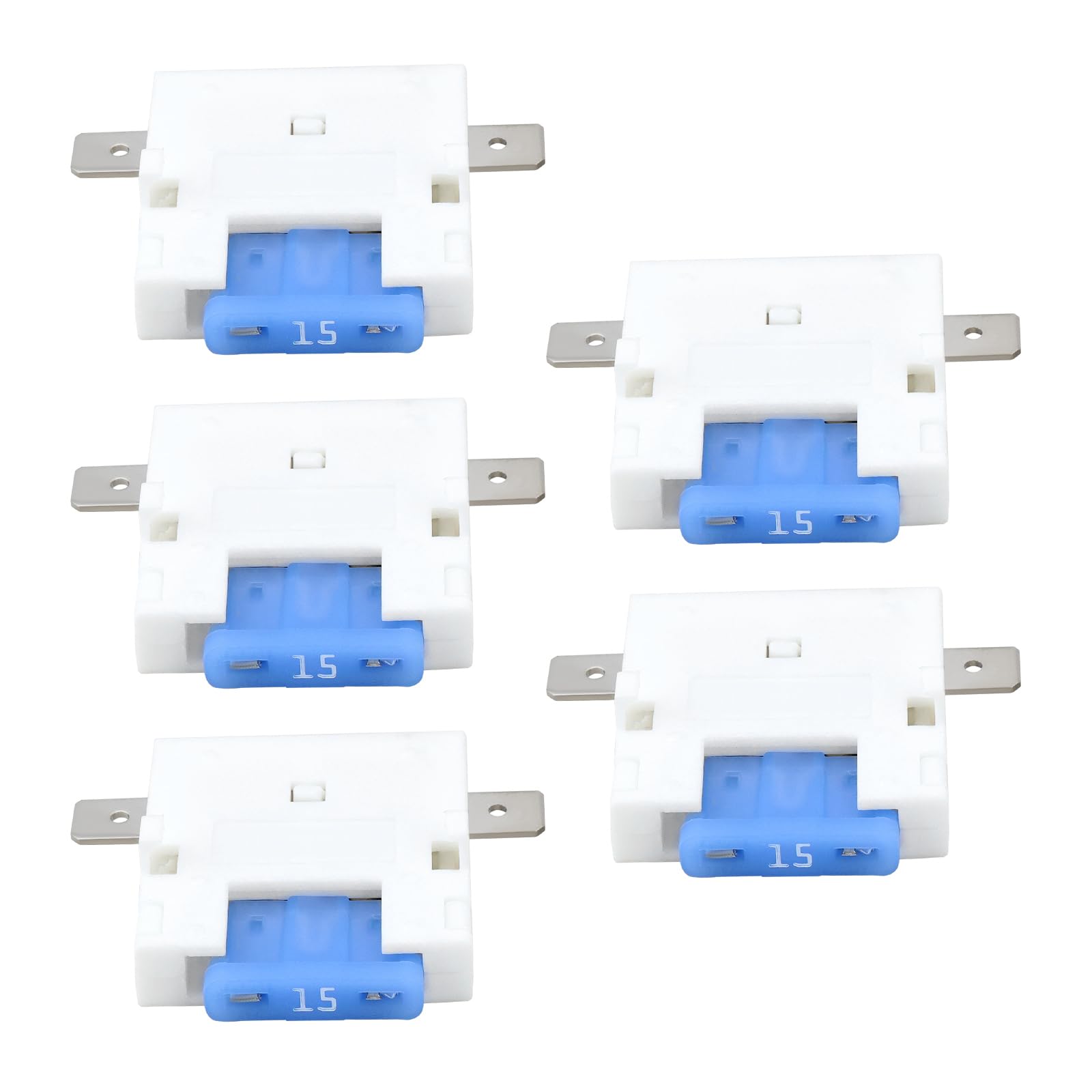 OTOTEC 5-teiliger Auto-Sicherungshalter 6,35 Mm 12-V-Sicherungskasten mit 5-A-Flachsicherungen Kfz-Sicherungshalter für 6,35 Mm Auto-Flachsicherungsbuchse von OTOTEC