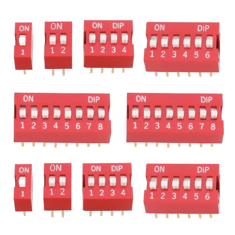 OTOTEC 50 Stück 2,54 mm Zweireihiger DIP-Schalter Direktstecker Schiebe-Kippschalter für Autos Drohnen Roboter Solarleuchten (1 2 4 6 8 Position) von OTOTEC