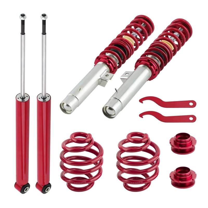 OTOZUM Kompatibel Mit Für 3er E46 2-türiges Coupé 1999–2006. Gewindefahrwerk, Stoßdämpfer, Gewindefahrwerk, Feder, Stoßdämpfer, Ersatz-Autoteile Stoßdämpfer Höheverstellbar(Red) von OTOZUM
