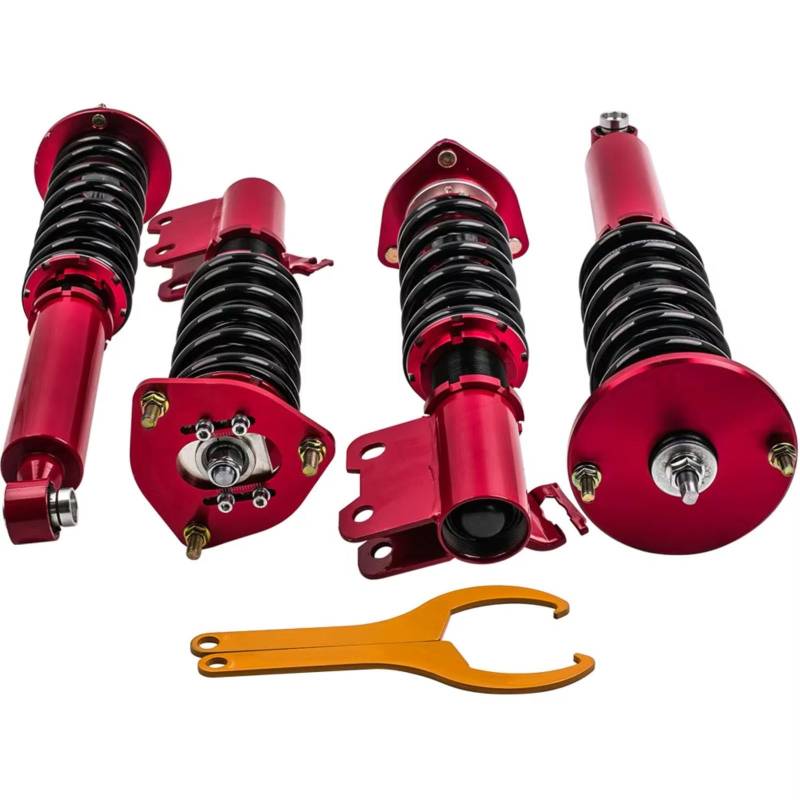 OTOZUM Kompatibel Mit Nissan Für S14 Für Silva 1994 1995 1996 1997 1998 Gewindefahrwerke Kits Schocks Streben ADJ. Höhenverstellbarer Dämpfer-Stoßdämpfer Stoßdämpfer Höheverstellbar(Red) von OTOZUM