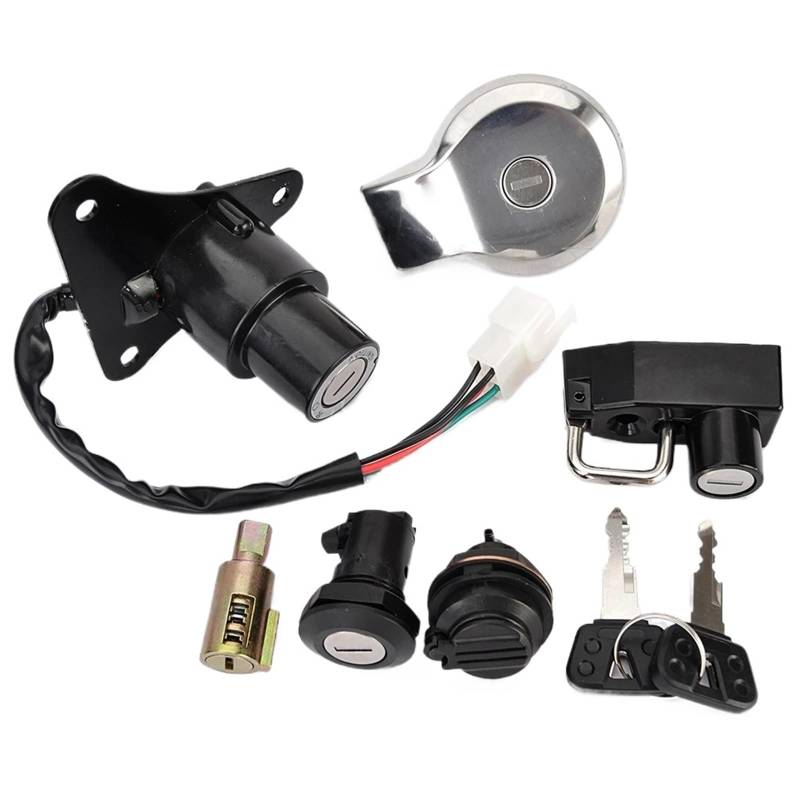 OTOZUM Motorräder Zündschalter Kompatibel Mit Yamaha Für Xv125 Für Virago 125 1997–2000 Für Xv250 Für Virago 250 1988–2013 Motorrad Tankdeckel Zündschalter Sperr Set von OTOZUM